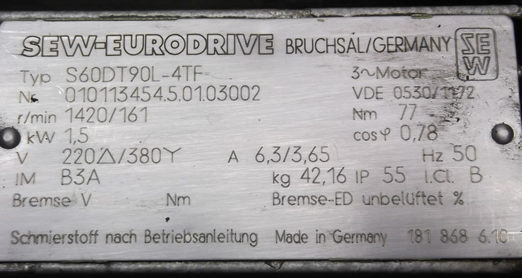 Getriebemotor 1,5 kW 161 U/min von SEW EURODRIVE - S60DT90L-4TF – Bild 8