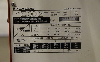 Schutzgasschweißgerät 330 A Puls von Fronius - TransPuls Synergic 330 – Bild 13