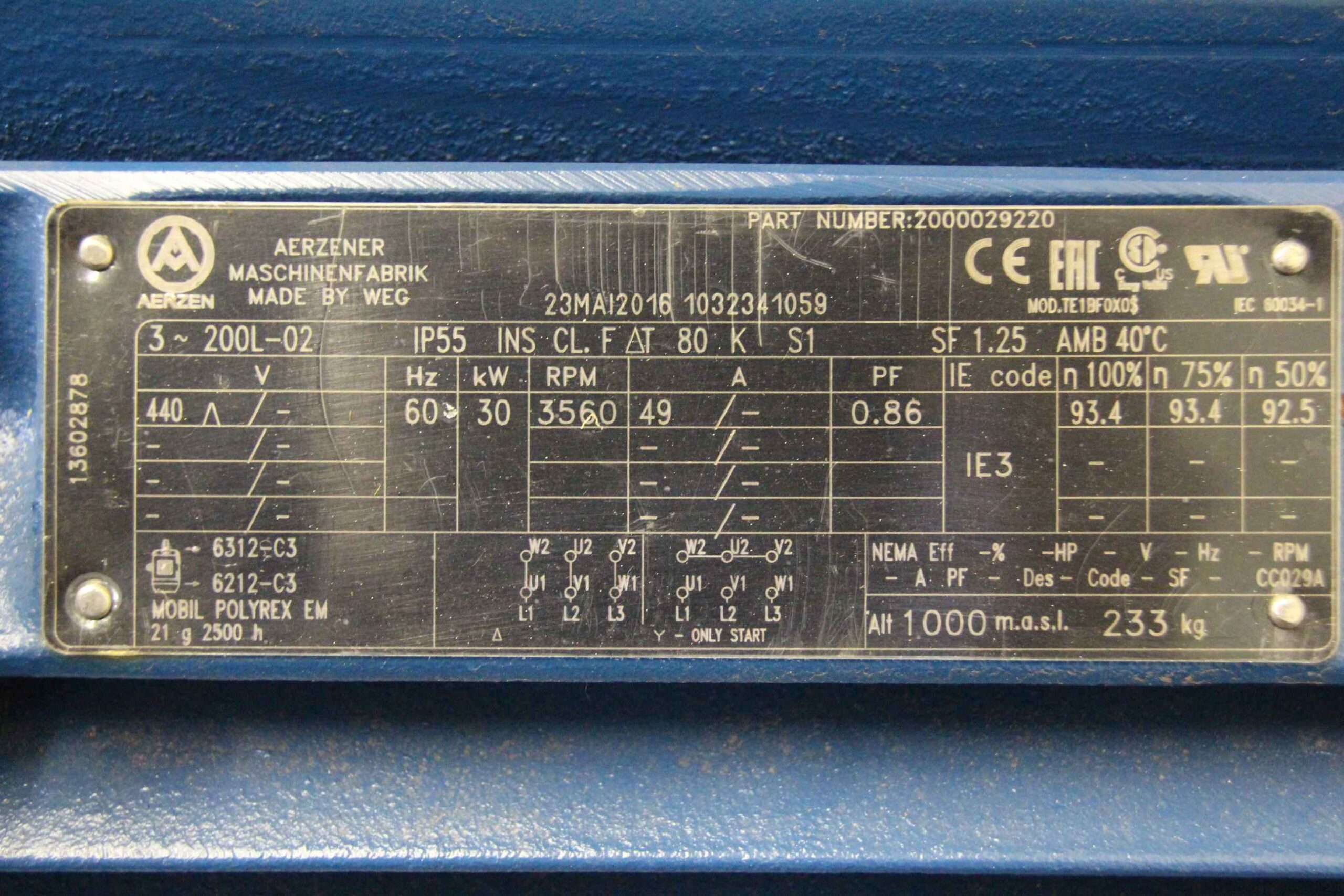 Elektromotor 30 kW 2970 U/min von Aerzen WEG** - 200L-02 – Bild 4