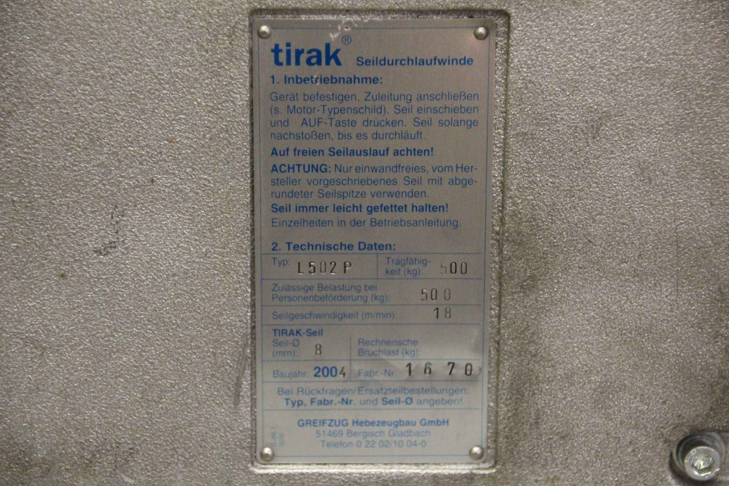 Elektroseilzug für Personentransport von tirak Greifzug** - L502P – Bild 12