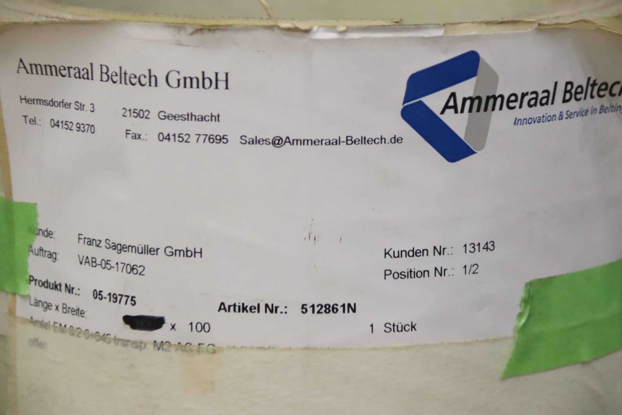 Förderbandgurt Breite 100 mm von Ammeraal Beltech - EM 8/2 0+045 transp. – Bild 4