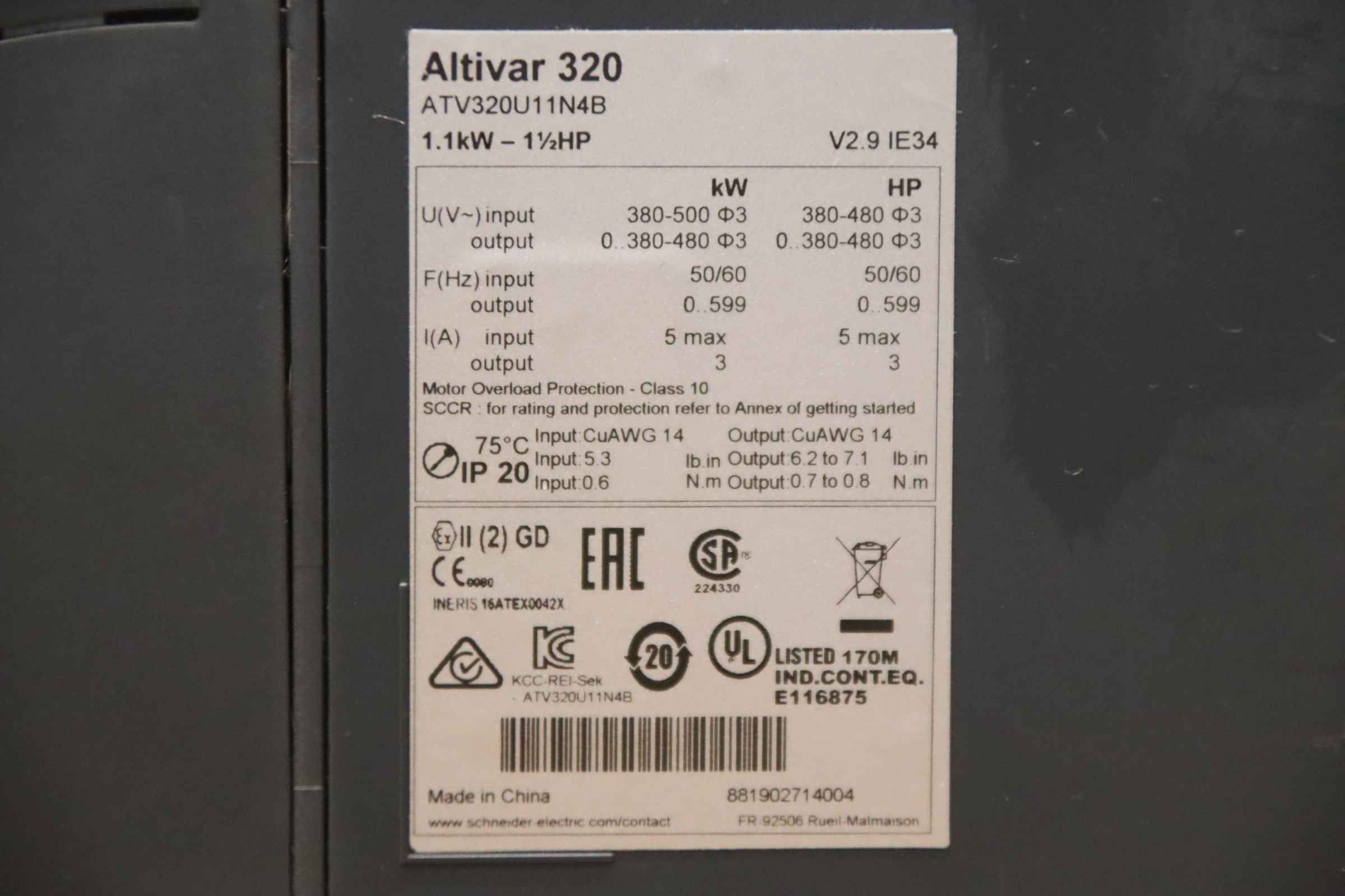 Frequenzumrichter 1,1 kW von Schneider Electric - Altivar 320 ATV320U11N4B – Bild 4