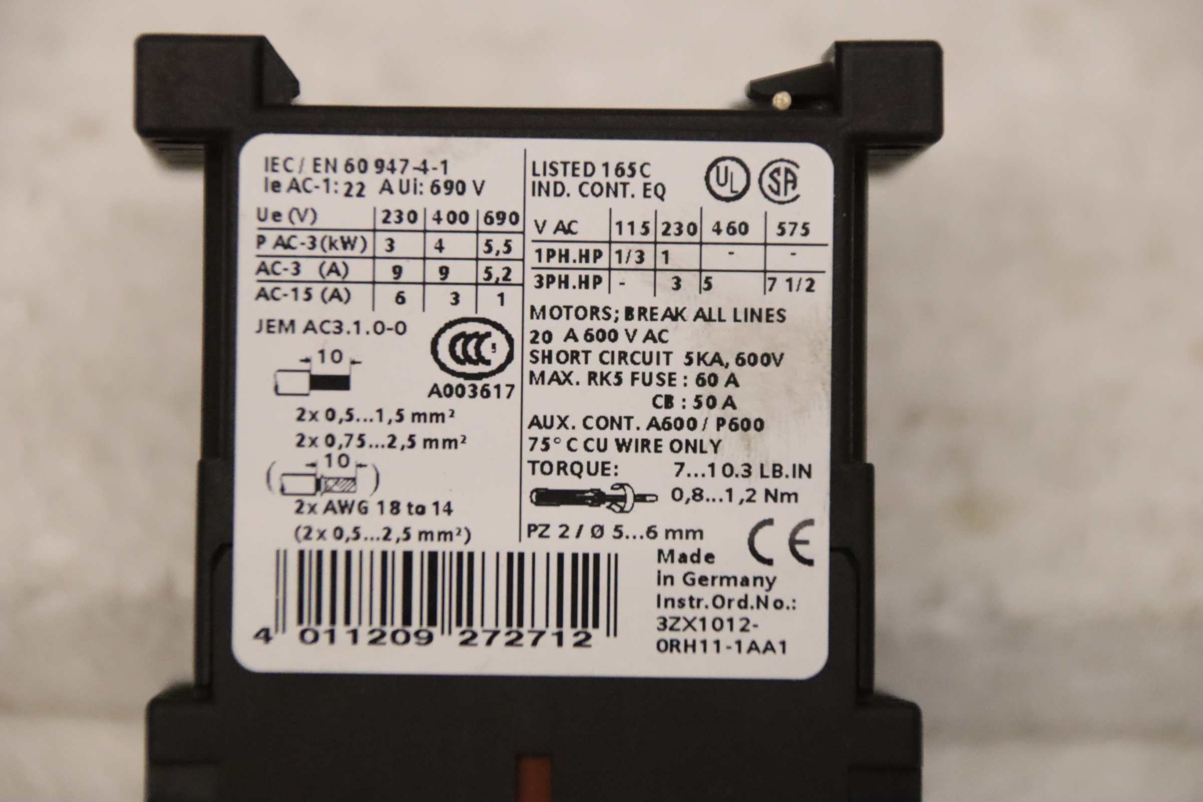 Schütz von Siemens - 3RT1016-1BB42 3ZX1012-0RH11-1AA1 – Bild 4
