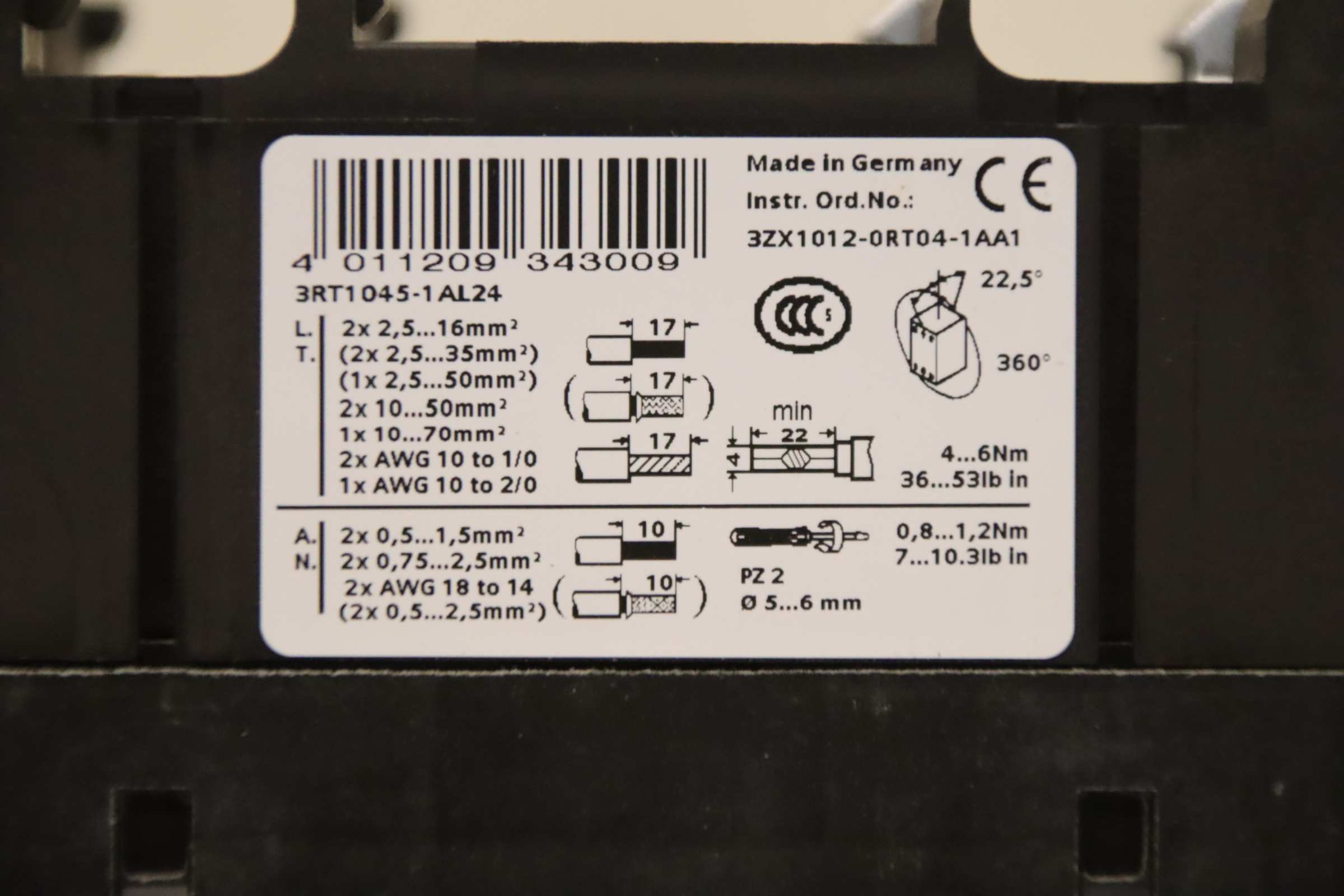 Schütz von Siemens - 3RT1045-1AL24 3ZX1012-0RT04-1AA1 – Bild 4
