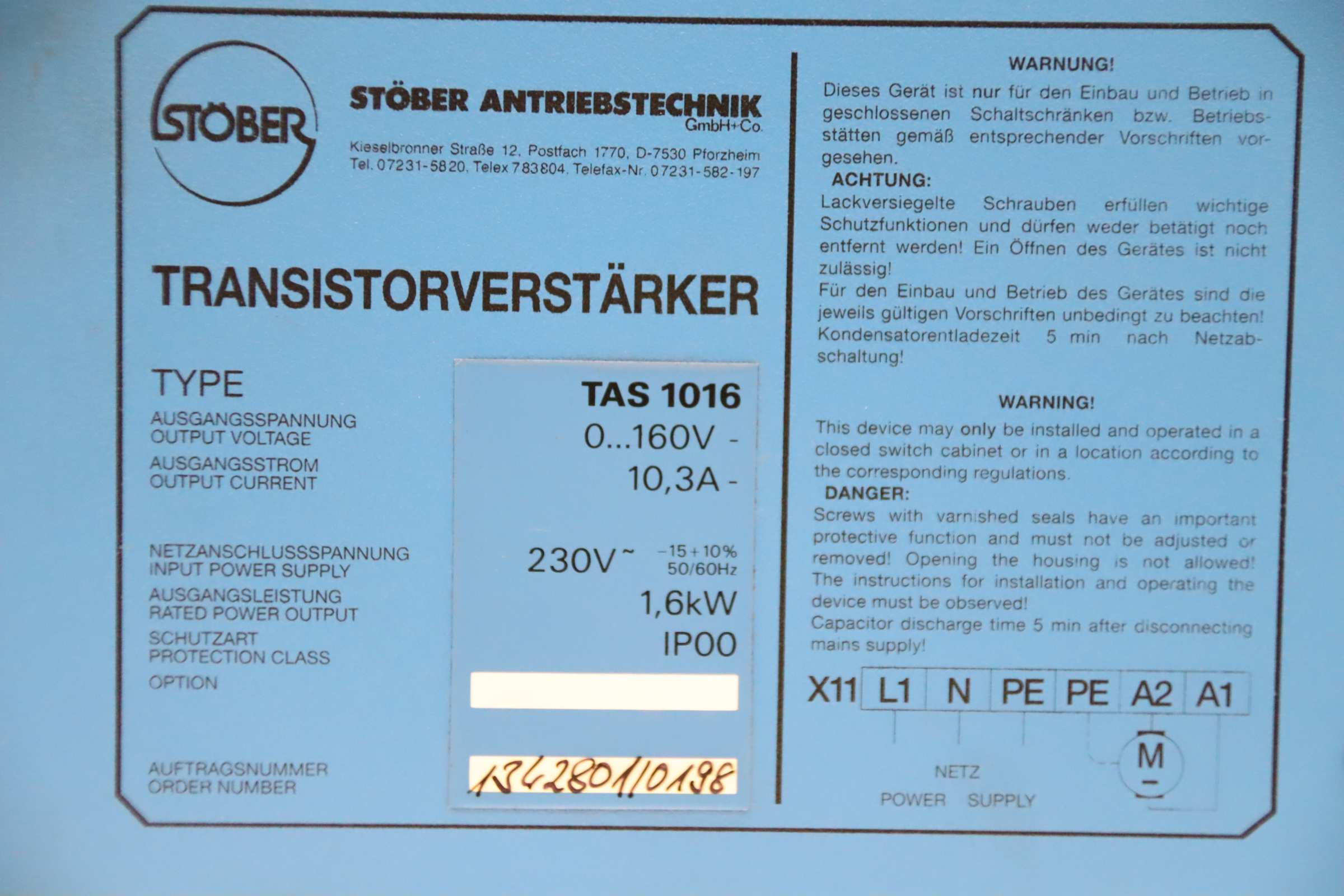 Transistorverstärker 1,6 kW von Stöber - TAS 1016 – Bild 4