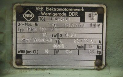 Elektromotor 11 kW 1440 U/min von VEM - KMR 132 M4 – Bild 4