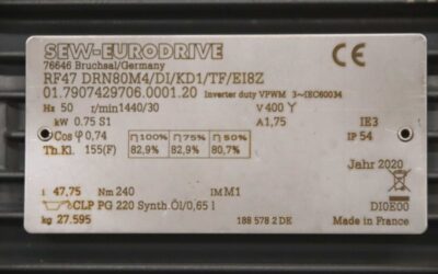 Getriebemotor 0,75 kW 30 U/min von SEW-Eurodrive - RF47 DRN80M4/DI/KD1/TF/E18Z – Bild 11