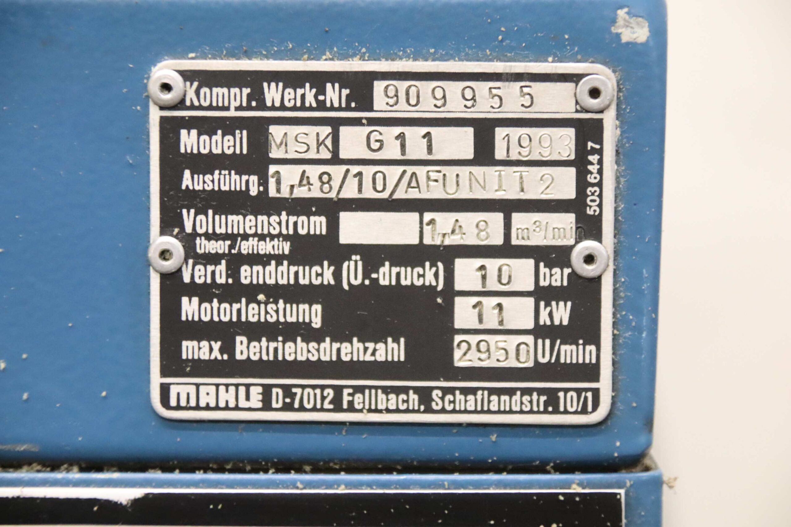 Schraubenkompressor 1,48 m³/min von Mahle - MSK G11 – Bild 4