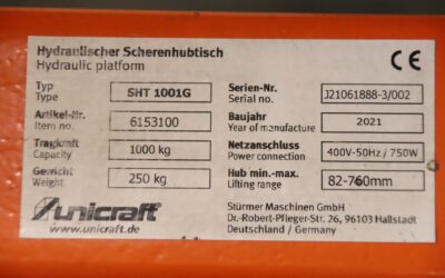 Scherenhubtisch 1000 kg von unicraft - SHT1001G – Bild 5