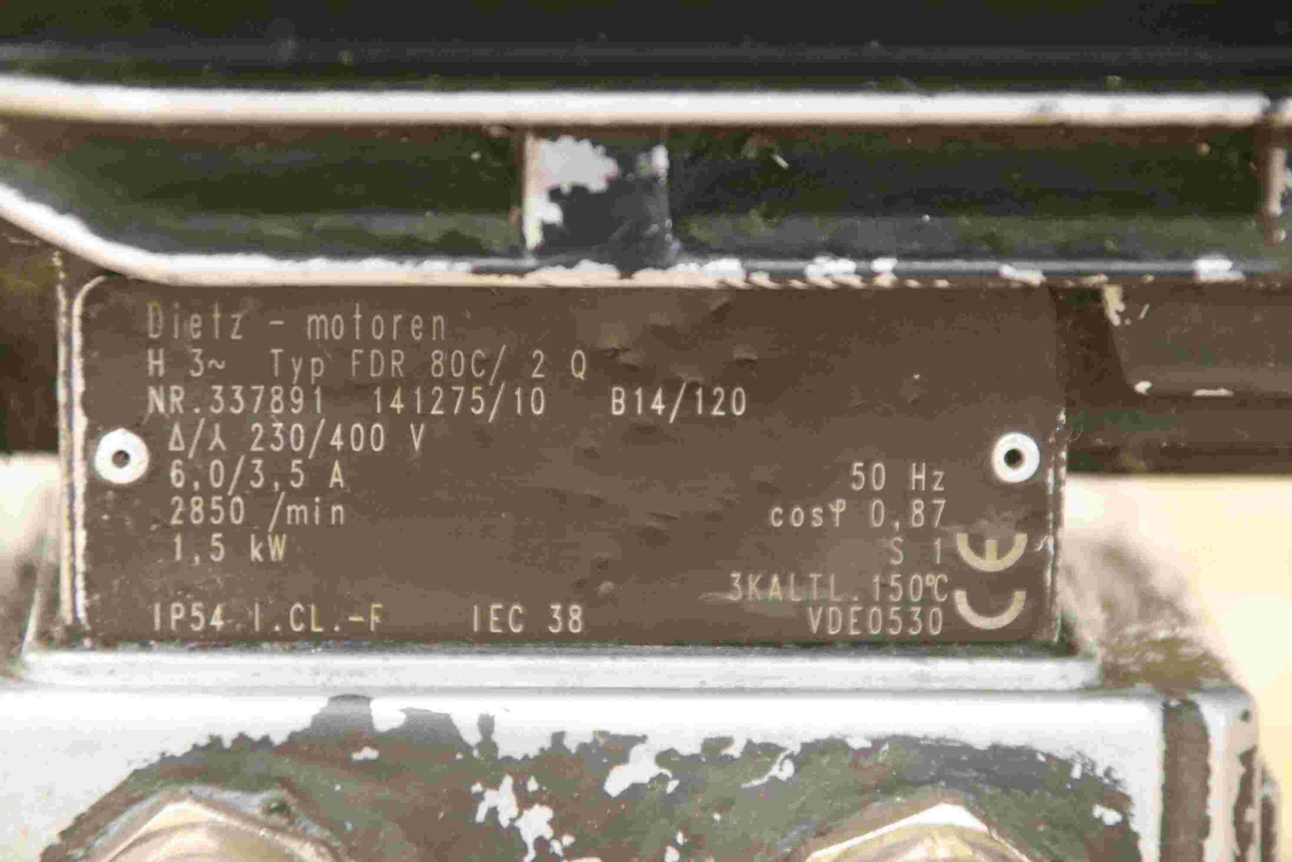 Elektromotor 1,5 kW 2850 U/min von Dietz - FDR 80C/ 2 Q – Bild 4