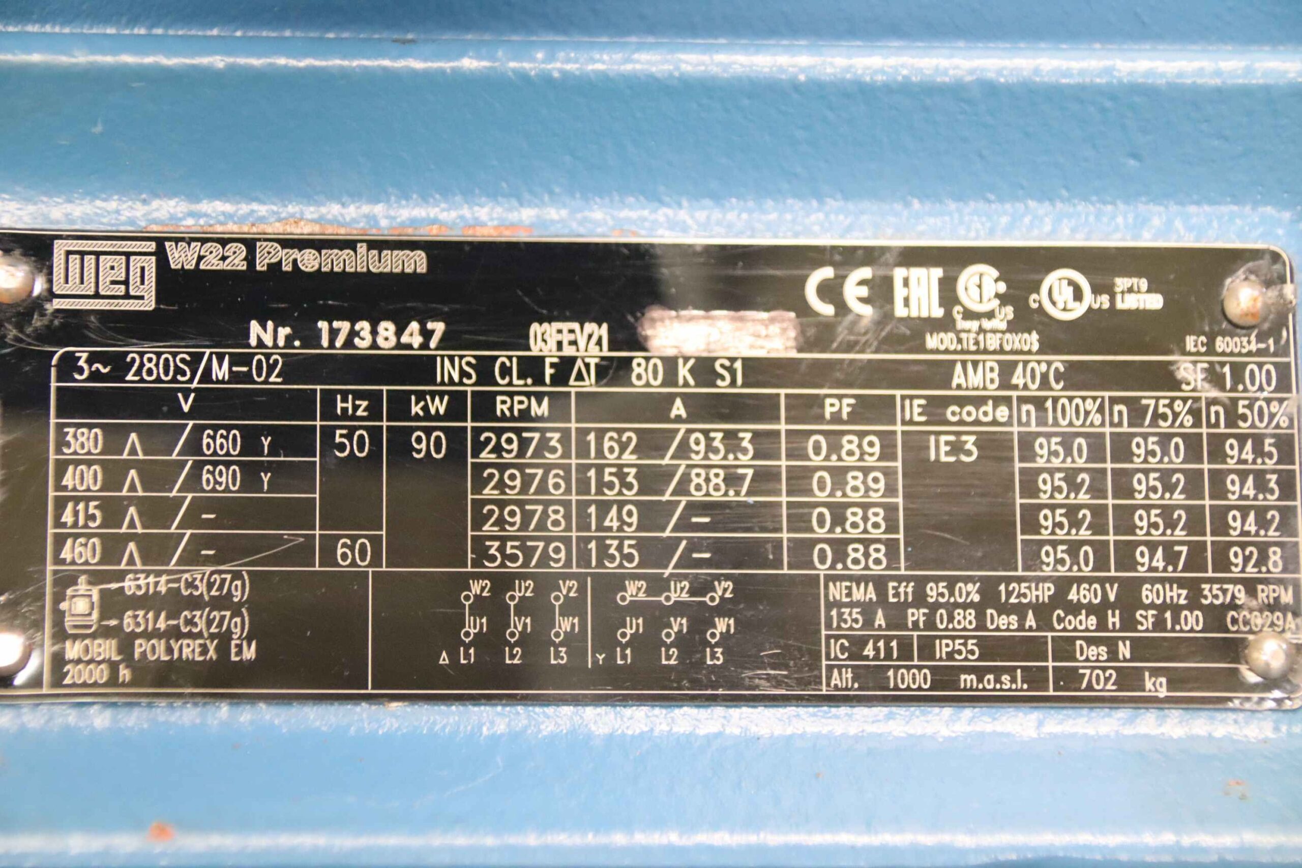 Elektromotor 90 kW 2970 U/min von Weg - 280S/M-02 – Bild 5