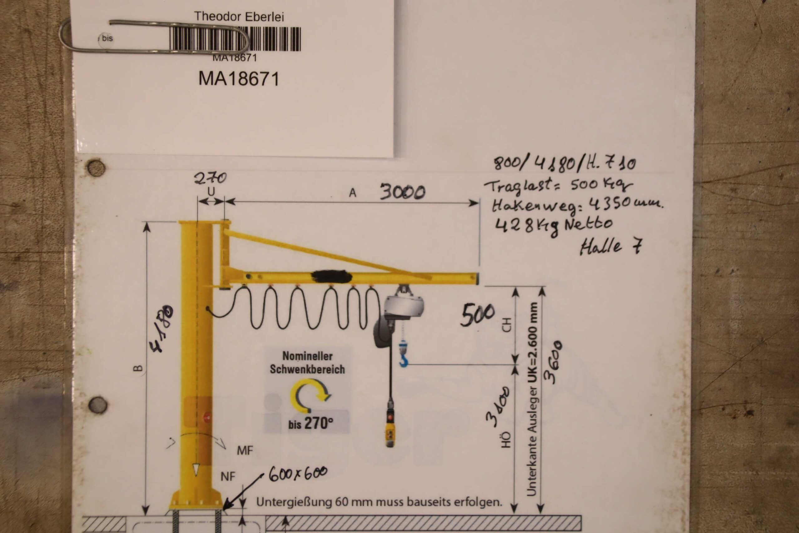 Säulenschwenkkran Ausleger 3 m /500 kg von Abus - LS – Bild 10