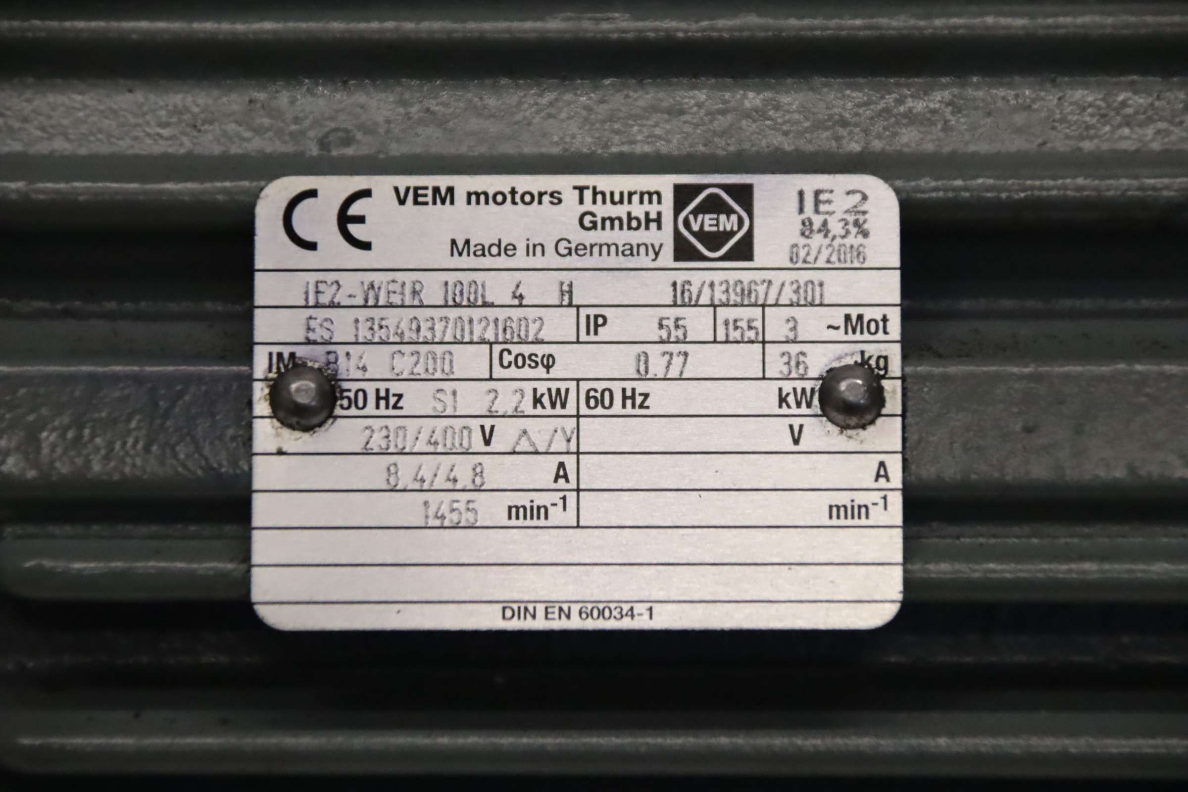 Elektromotor 2,2 kW 1455 U/min von VEM - IE2-WE1R 100L 4 H – Bild 4