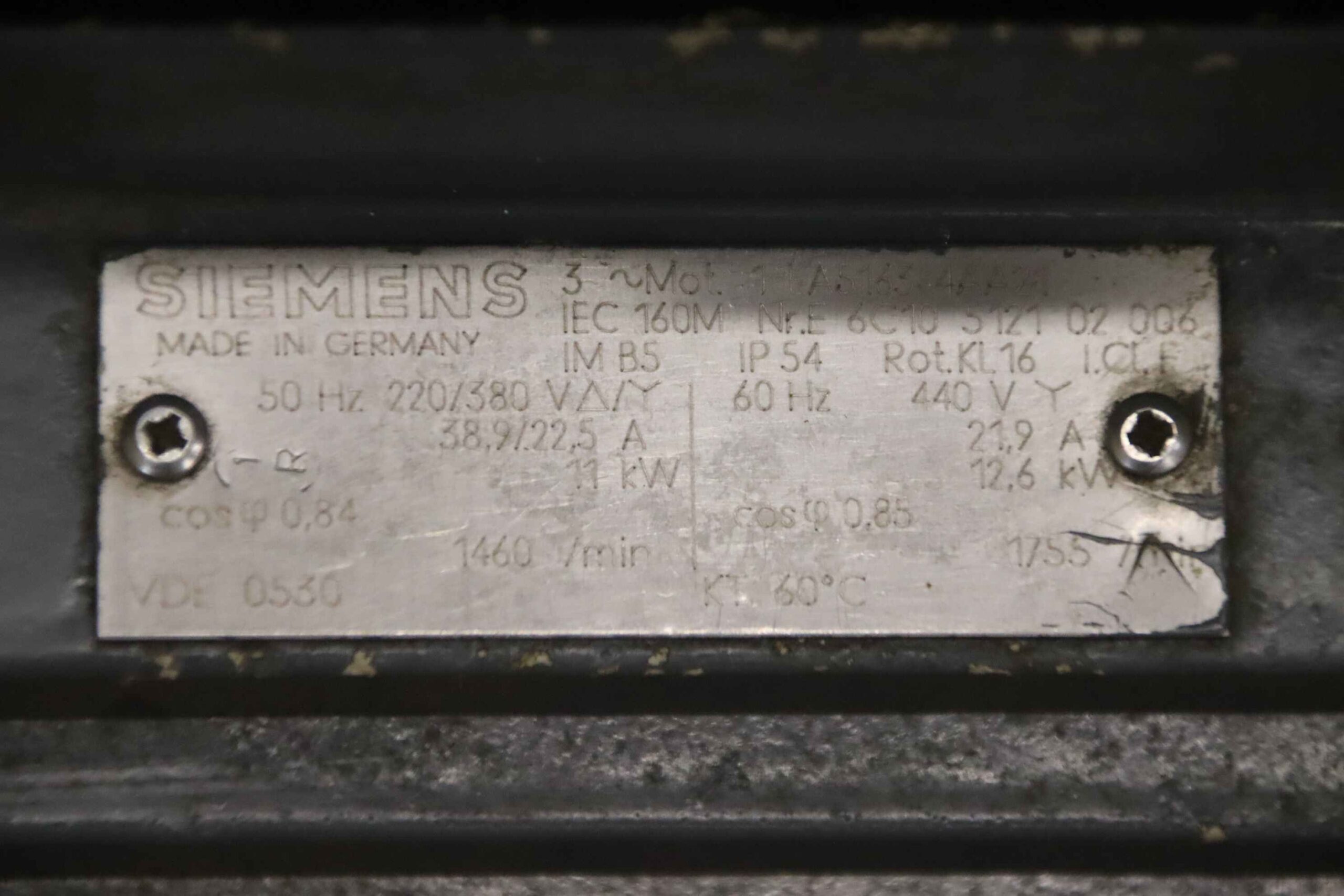 Elektromotor 11 kW 1460 U/min von Siemens - IEC 160M 1 LA5163-4AA21 – Bild 5