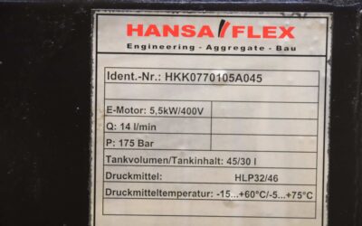Hydraulikaggregat 5,5 kW 170 bar von Hansa Flex - HKK0770105A045  6 l/min – Bild 4